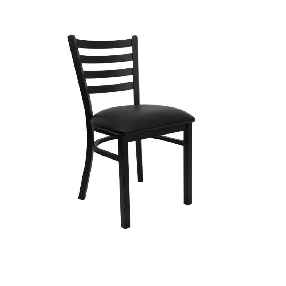 RESTAURANT CHAIRS BLACK METAL FRAME WITH BLACK SEAT PAD 0049